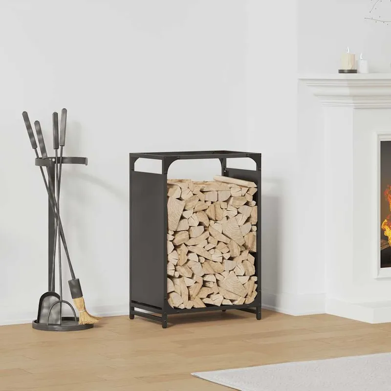 Brennholzregal nero 44x28x65 cm Kaltgewalzter Stahl