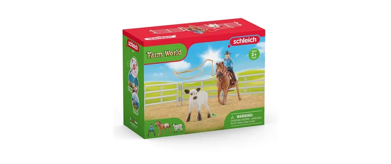 Schleich Spielfigurenset Farm World Team Roping con Cowgirl
