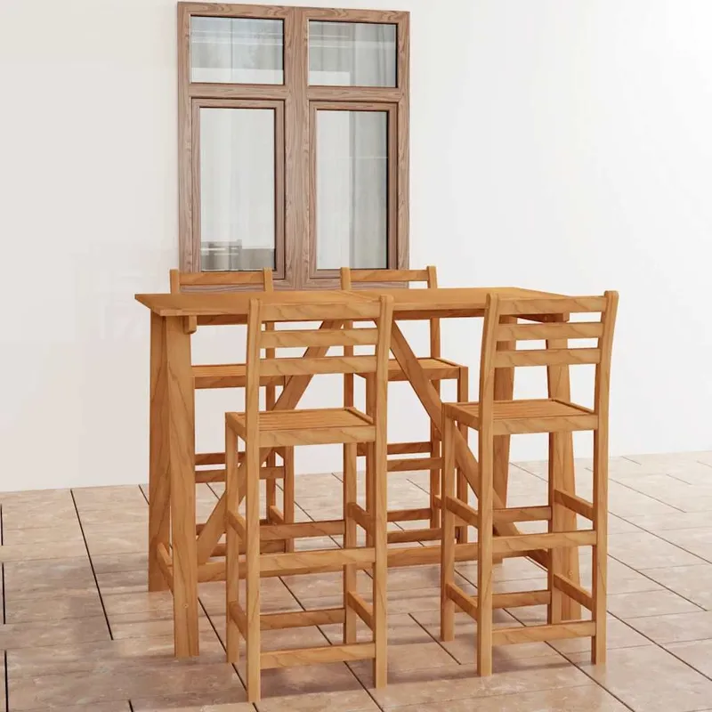 5-tlg. Gartenbar-Set legno massiccio acacia