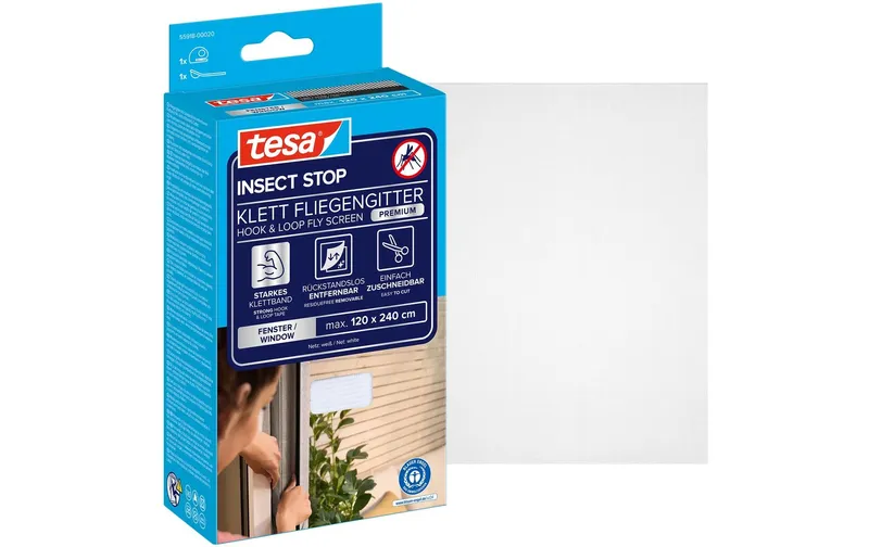 tesa Fliegengitter Insect Stop Comfort Fenster weiss, 1.2 x 2.4 m