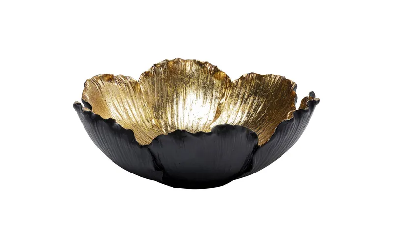 Kare Coupe décorative Flower Bloom 25 cm, Noir/Or