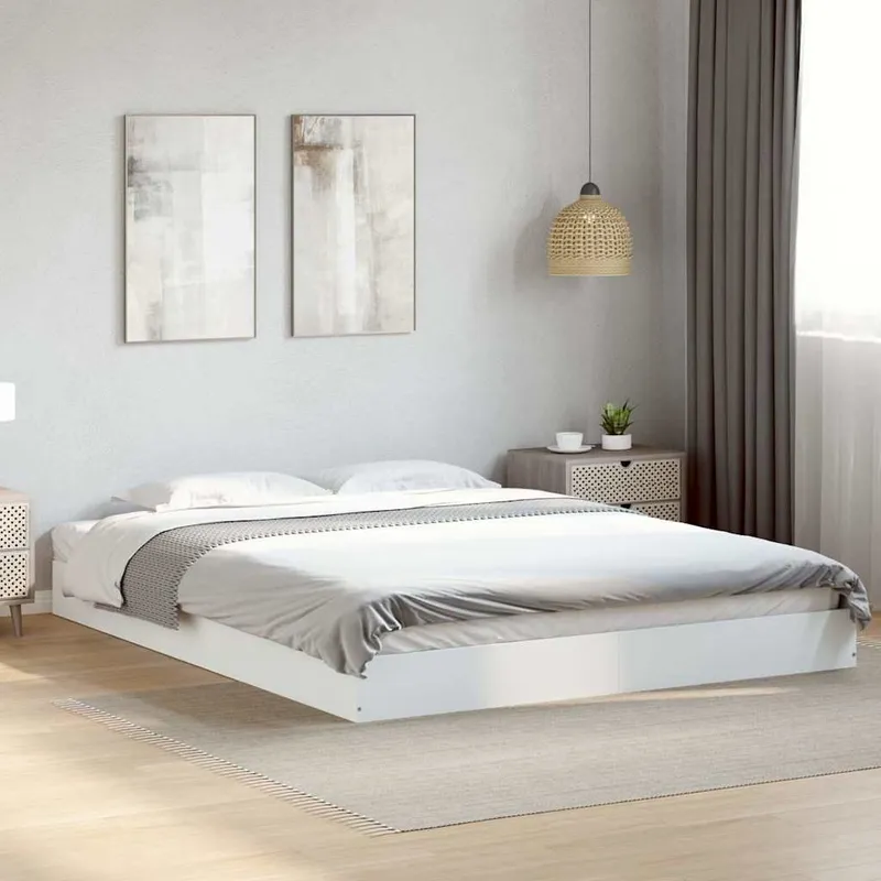 Struttura letto bianca 150x200 cm in legno ingegnerizzato