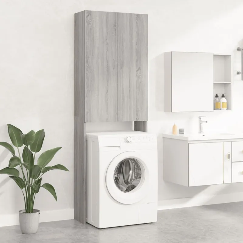 Mobile per lavatrice Grigio Sonoma 64x25,5x190 cm