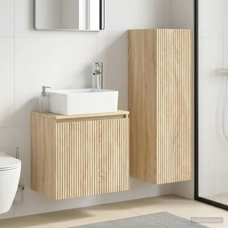Badezimmermöbel-Set 2 stk. Sonoma-Eiche 33 x 34,5 x 100 cm