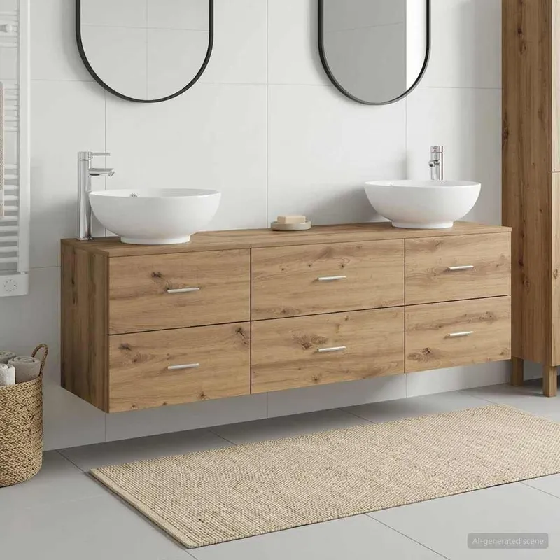 Badezimmermöbel-Set 3 Stk. Artisan-Eiche 49,5 x 44,5 x 65 cm