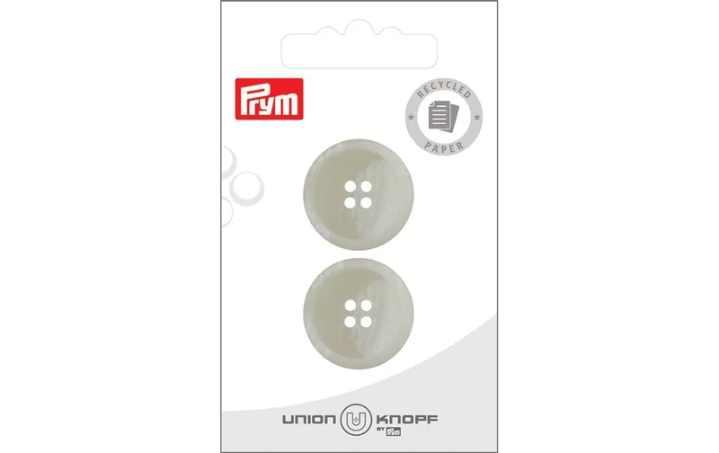 Prym Union Knopf Knöpfe Papier/Polyester 23 mm, 2 pezzi, Crème