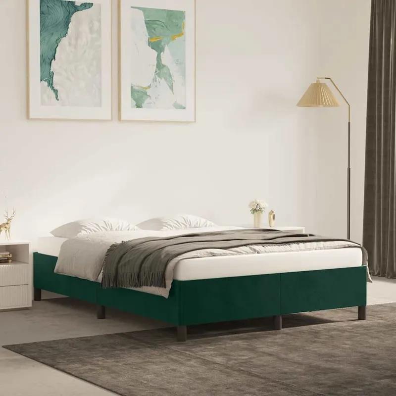 bed frame without mattress dark green 140x190 cm velvet