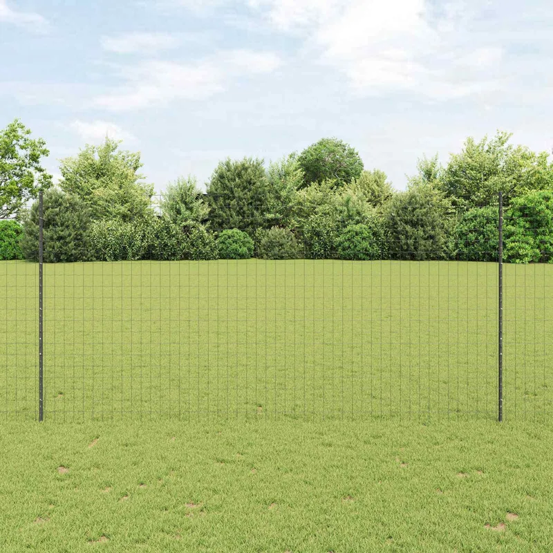 Clôture Euro avec poteau 10 x 1,5 m Acier recouvert de PVC Gris
