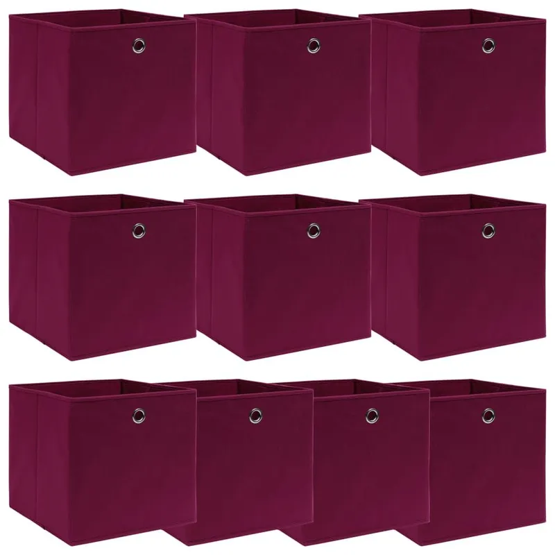 Aufbewahrungsboxen 10 Stk. Dunkelrot 32x32x32 cm tessuto