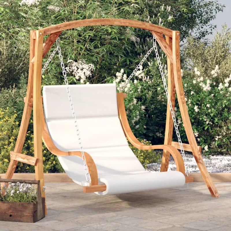 Hollywoodschaukel mit Auflage Massivholz Fichte mit Teak-Finish