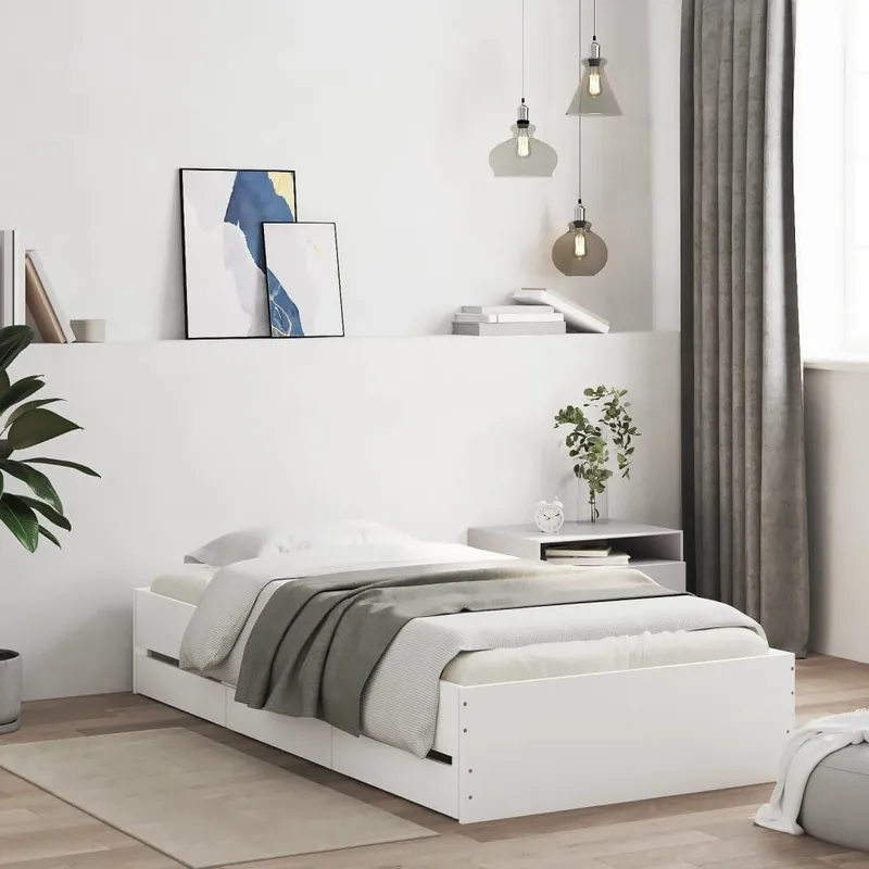 Bettgestell mit Schubladen bianco 75x190 cm derivato del legno