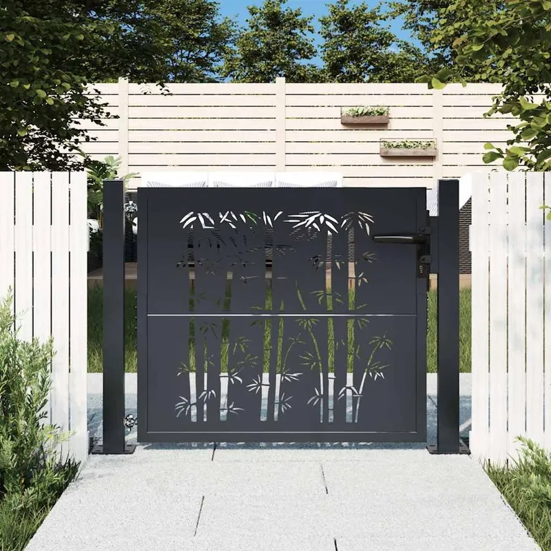 Gartentor anthracite 100x100 cm Stahl Bambus-Design