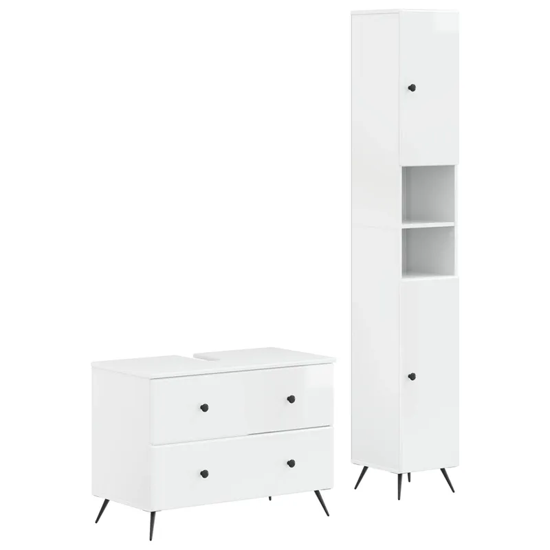 Ensemble de 2 meubles de salle de bain BREDA Blanc brillant
