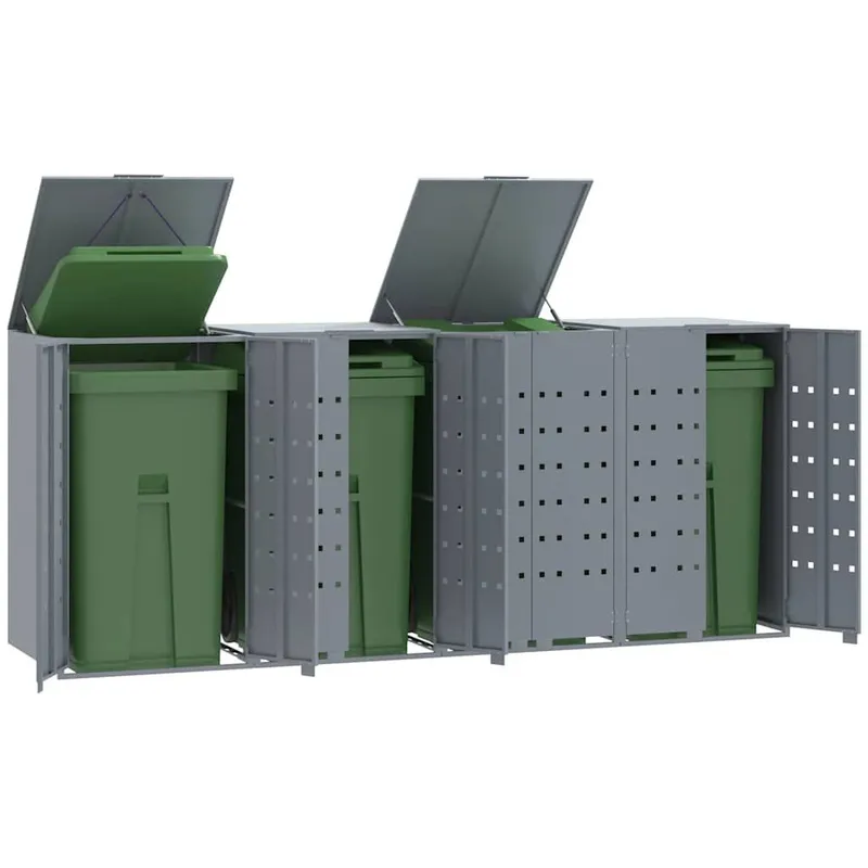 box per bidoni per 4 Tonnen grigio 276x79x117 cm Stahl