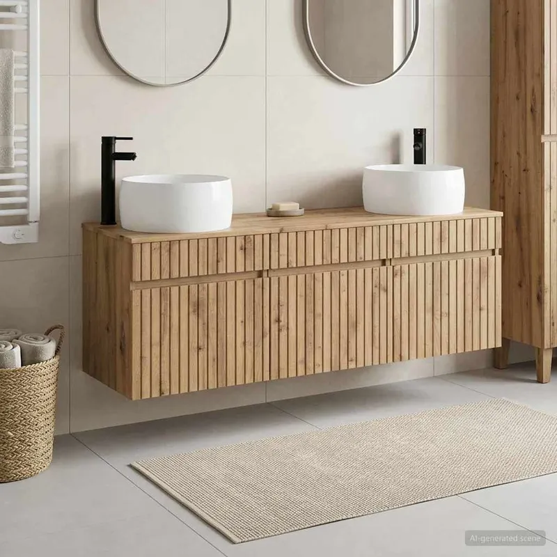 Badezimmerschrank-Set 3 Stk. Artisan-Eiche 49 x 44,5 x 66 cm