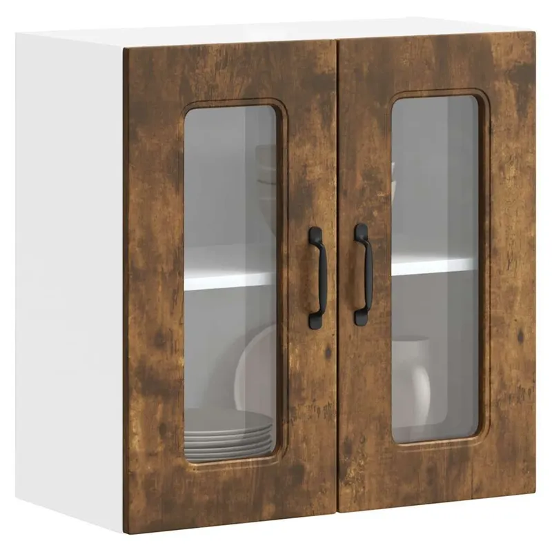Küchen-Hängeschrank mit Glastür Kalmar Räuchereiche derivato del legno