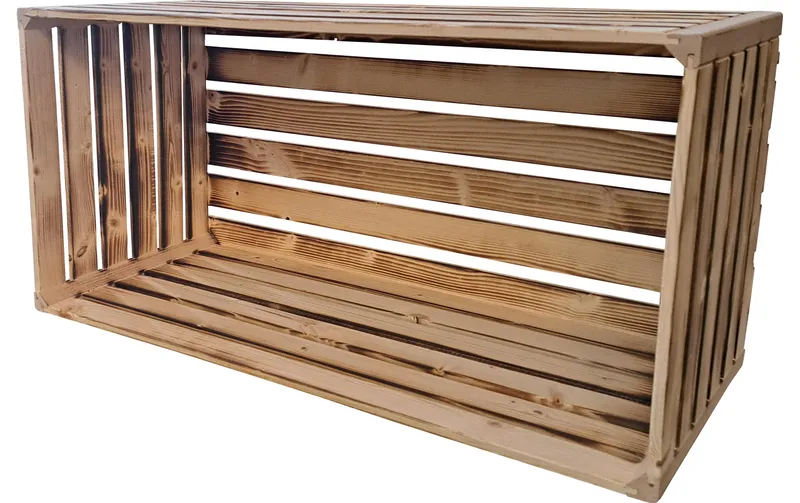 Holz Zollhaus Holzharasse geflammt, 35 x 70 x 32 cm