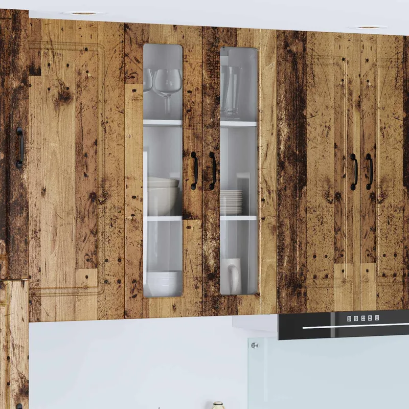 Cabinet en verre mural PORTO Bois ancien 60 x 31 x 100 cm