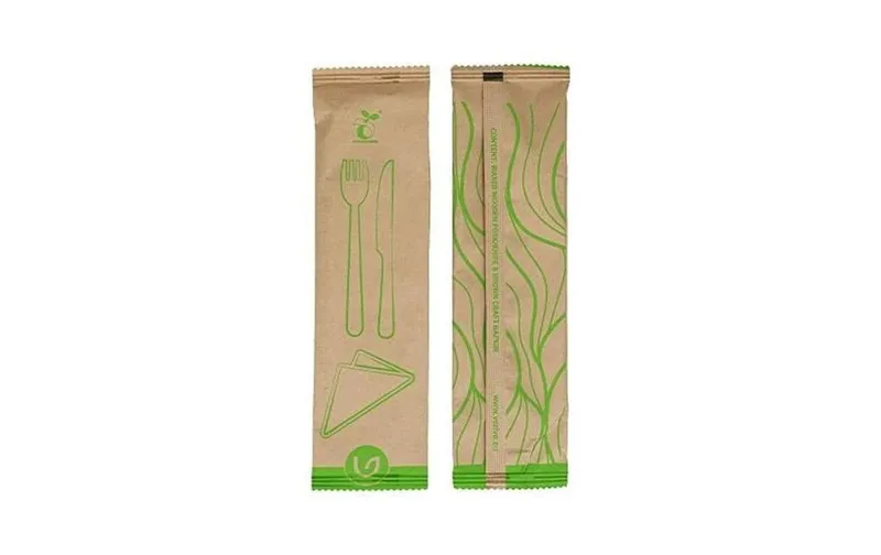 Verive Set de couverts jetables 3 pièces, 100 pièces Marron