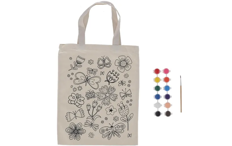Esschert Design Tragetasche Blumen Polyester, 1 pezzi, Beige