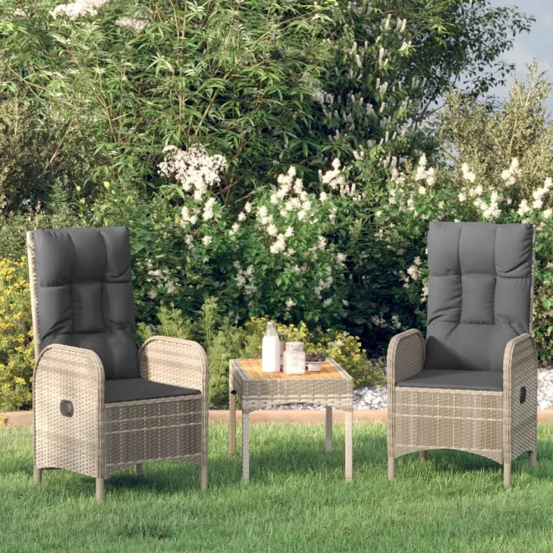 Gartenstühle 2 Stk. Poly Rattan grigio