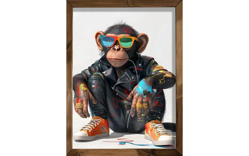 Wallxpert Bild Schimpanse avec Brille 35 x 47 cm