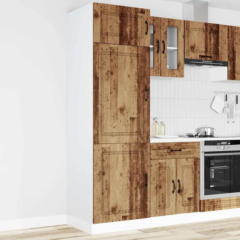 Armoire de cuisine Kalmar vieux bois bois d'ingénierie