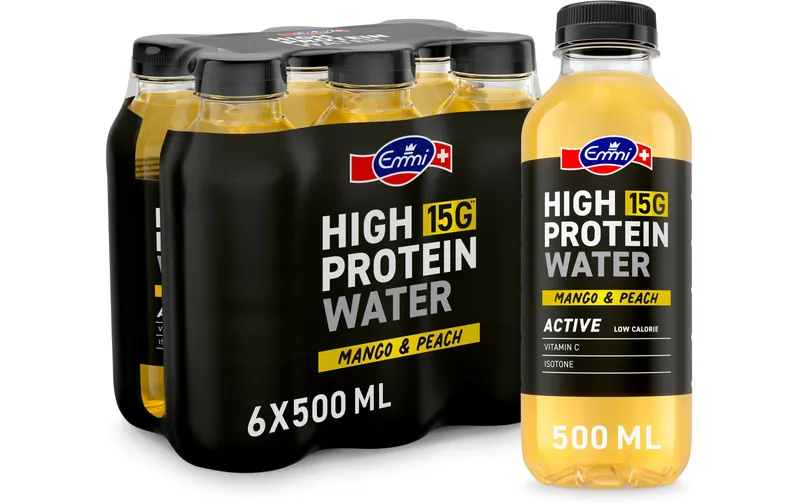 Emmi HIGH PROTEIN WATER Mango und Peach 6 x 500 ml