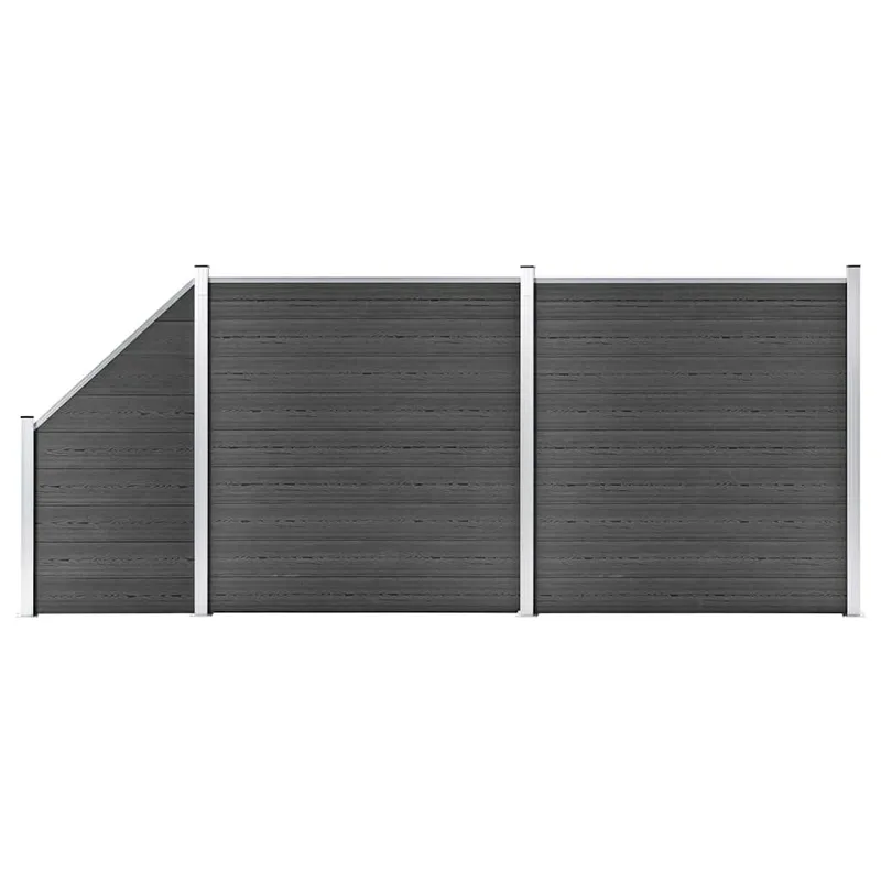 Zaunelement Set WPC 446x(105-186) cm Schwarz