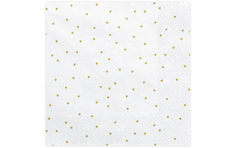 Partydeco Papierservietten Punkte 33 cm x 33 cm, 20 pezzi, bianco