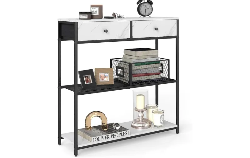 VASAGLE tavolo consolle 24 x 79.9 cm, bianco/nero