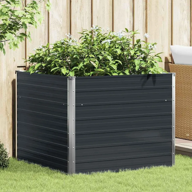 Hochbeet Anthrazit 100 x 100 x 77 cm Verzinkter Stahl