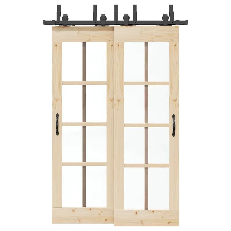 Schiebetürbeschlag-Set 152,5 cm Stahl Schwarz