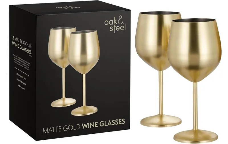 Oak & Steel Weingläser-Set 500 ml, 2 pièces, Gold matt