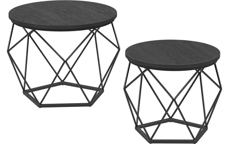 VASAGLE Couchtisch 2er Set 40/50 x 36 cm/40 cm, black