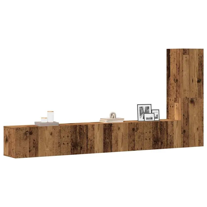 3-tlg. TV-Schrank-Set Wandmontage Altholz-Optik derivato del legno