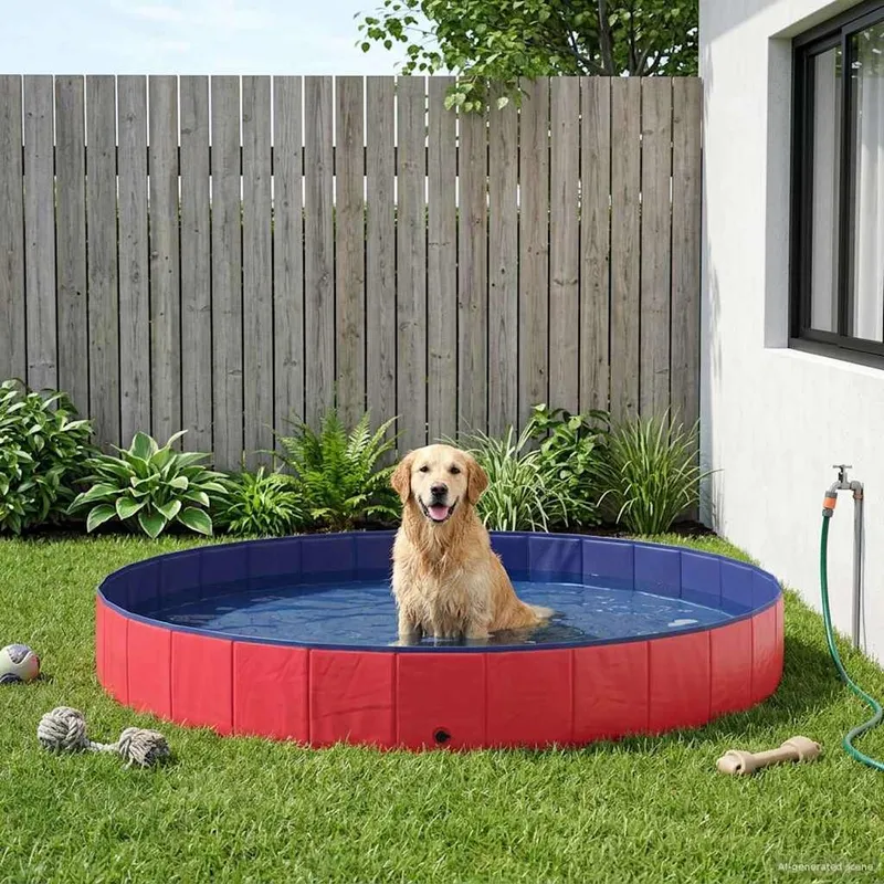 Hundepool Ø300 x 38 cm Dicker PVC Rot