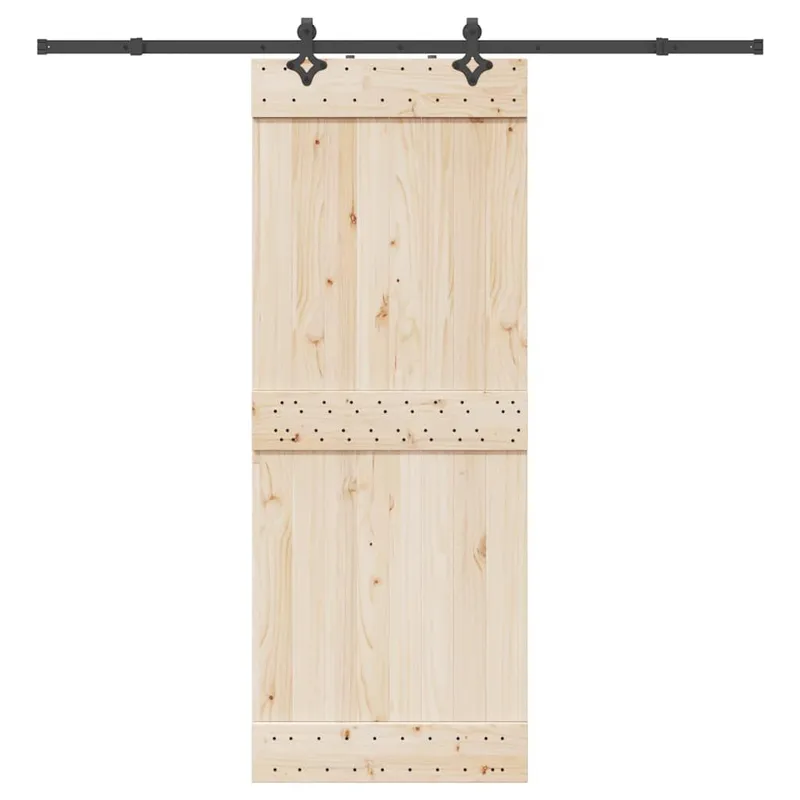 Schiebetürbeschlag-Set 213,5 cm Stahl Schwarz