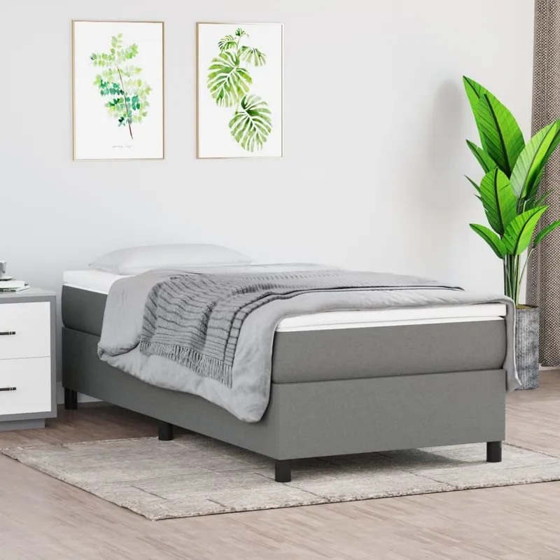 letto boxspringgestell Dunkelgrau 90x190 cm tessuto