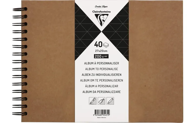 Clairefontaine Fotoalbum DIY 27 x 20 cm, Blanko, Braun