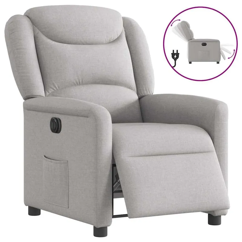 Poltrona relax elettrica grigio nuvola stoffa