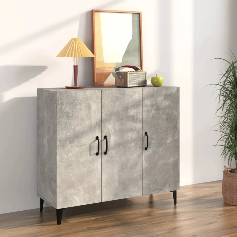 Sideboard Betongrau 90x34x80 cm derivato del legno