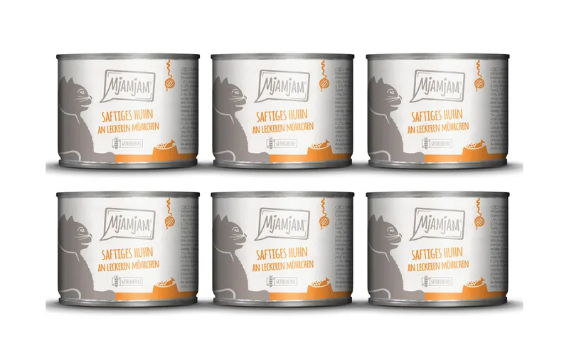 Mjamjam Nassfutter Dose Huhn & Mörchen, 6 x 200 g