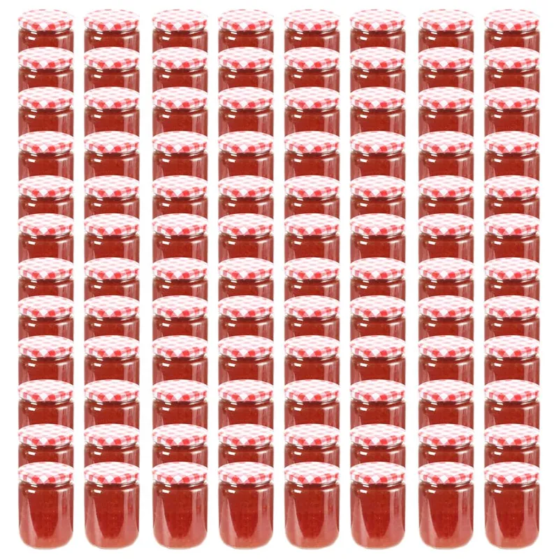 Marmeladengläser mit Weißem/Rotem Deckel 96 Stk. 230 ml