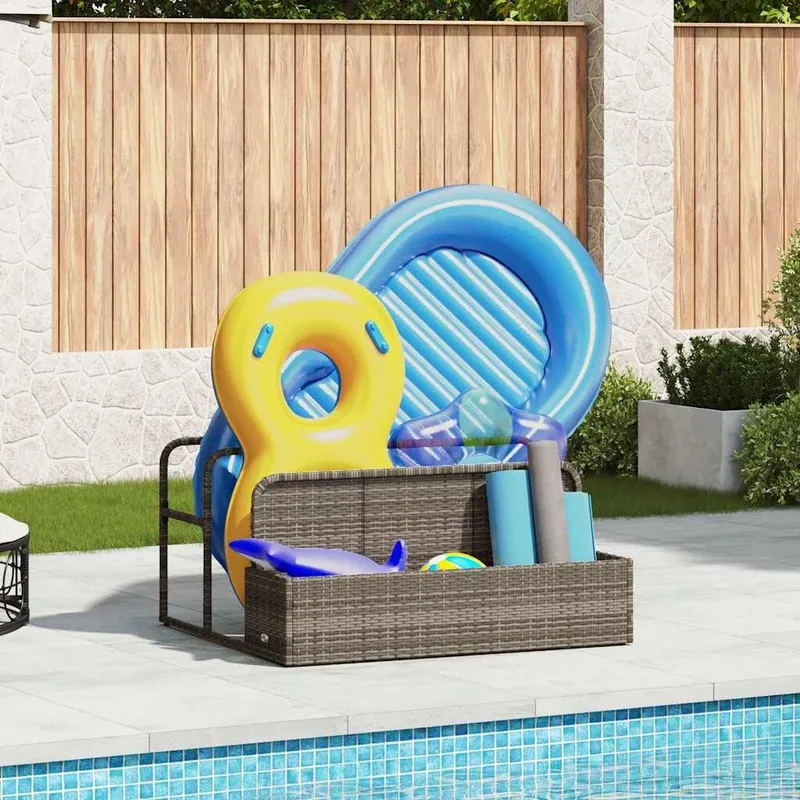 Rangement pour matelas gonflables de piscine gris 110 x 100 x 57 cm résine tressée