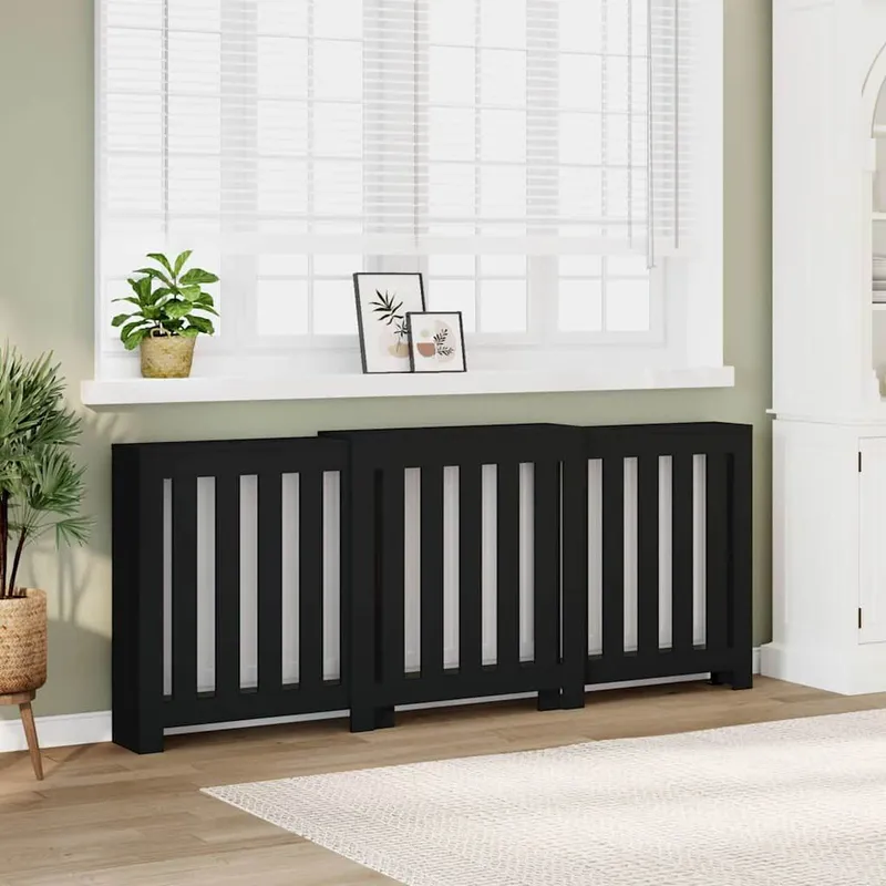 Heizkörperverkleidung nero 205x21,5x83,5 cm derivato del legno