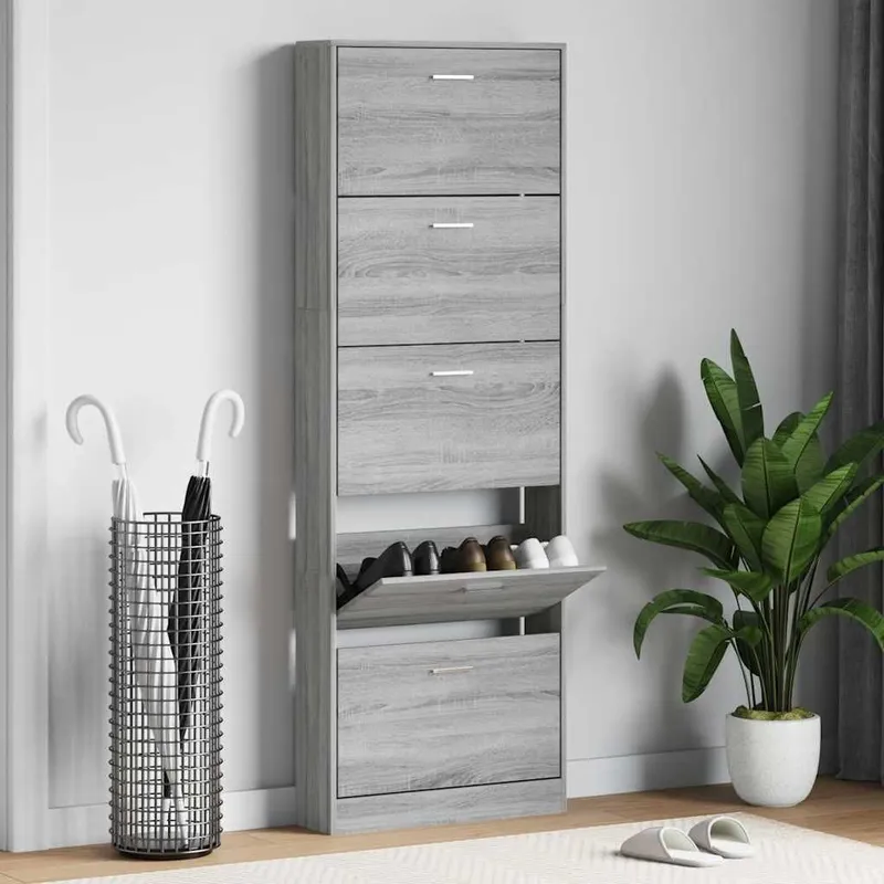 Armoire à chaussures Sonoma gris 59x17x169 cm Bois d'ingénierie