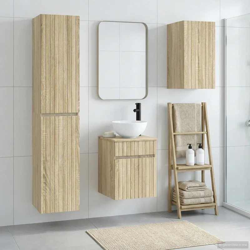 Badezimmermöbel-Set 3 stk. Sonoma-Eiche 33 x 34,5 x 160 cm