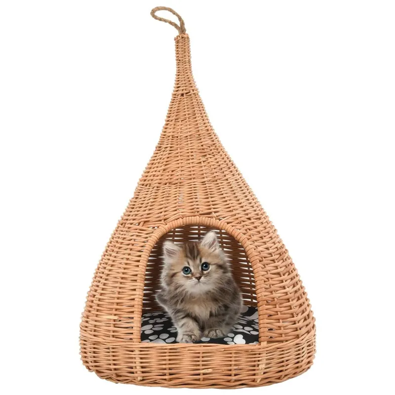 Katzenhaus mit Kissen 40x60 cm naturalweide Tipi