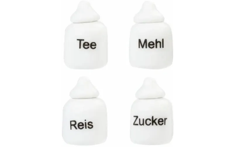 HobbyFun Mini-Utensilien Porzellan-Dosen 1.2-1.8 cm, bianco, 4 pezzi